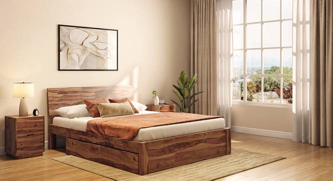 Boston Storage Bed (Solid Wood) (Teak Finish, Queen Bed Size, Drawer Storage Type) by Urban Ladder - Full View - 