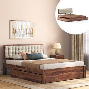 Drawer Beds With Storage Design Florence Solid Wood Queen Size Drawer Storage Bed in Teak Finish