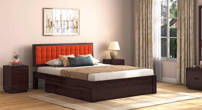 Florence Storage Bed (Solid Wood) (Mahogany Finish, King Bed Size, Lava, Drawer Storage Type) by Urban Ladder - Full View - 