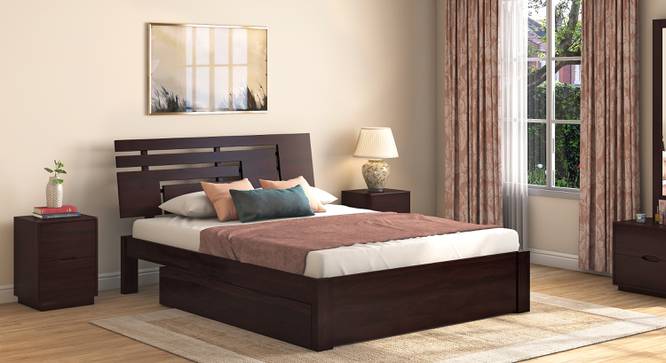 Stockholm Storage Bed (Solid Wood) (Mahogany Finish, Queen Bed Size, Drawer Storage Type) by Urban Ladder - Full View - 