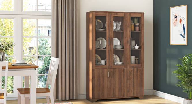 Hubert 6 Door Kitchen Display Cabinet (Classic Walnut Finish) by Urban Ladder - Front View - 823469
