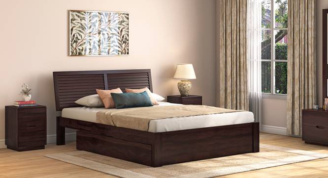 Terence Storage Bed (Solid Wood) (Mahogany Finish, King Bed Size, Drawer Storage Type) by Urban Ladder - Full View - 