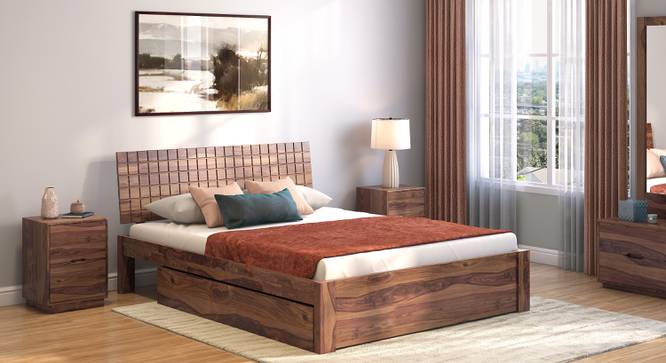 Valencia Storage Bed (Solid Wood) (Teak Finish, King Bed Size, Drawer Storage Type) by Urban Ladder - Full View - 