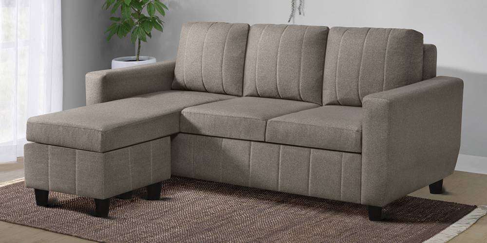 Bae Sectional Fabric Sofa (Pebbel Brown) by Urban Ladder - - 