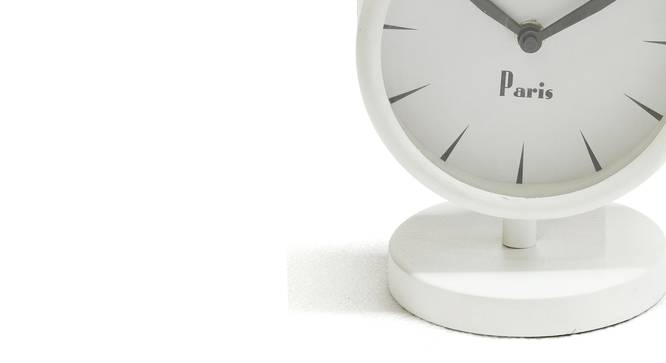 Charming White Table Clock By Cocovey Homes (White) by Urban Ladder - Design 1 Side View - 823897