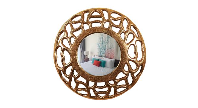Brass Exquisite Round Wall Mirror By Cocovey Homes (Gold) by Urban Ladder - Front View Design 1 - 823929