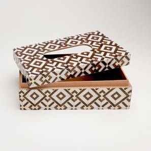 Cutlery Design Brown and White Tissue Box (Brown)