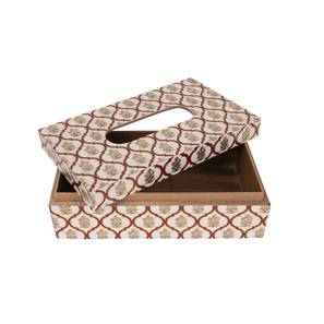 Cutlery Design Red and Gold Tissue Box (Red)
