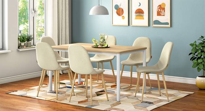 Torres Dining Table With Set of 6 Smith Dining Chairs (Natural Finish) by Urban Ladder - Side View - 826665