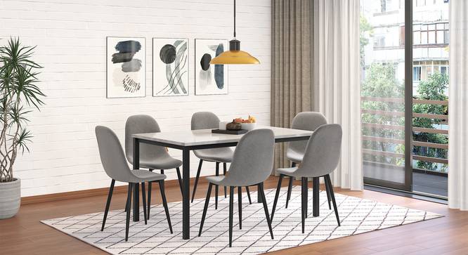Roux Dining Table With Set of 6 Smith Dining Chair (Black Finish) by Urban Ladder - Side View - 826693