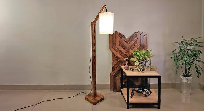 Hinge Beige Jute Floor Lamp with Beige Jute Base (Brown) by Urban Ladder - Front View Design 1 - 827386
