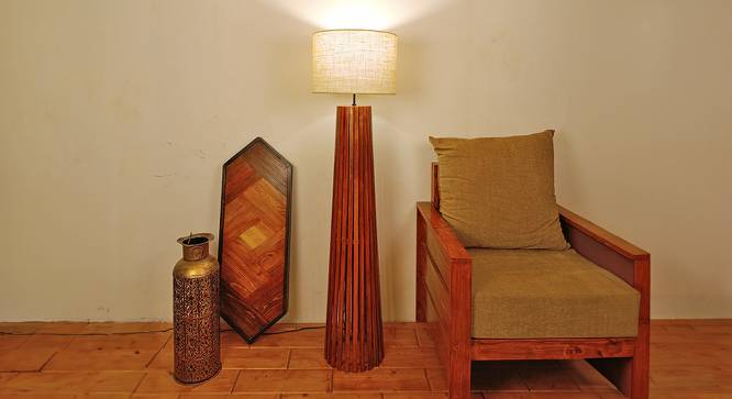 Boho Beige Jute Floor Lamp with Beige Jute Base (Brown) by Urban Ladder - Front View Design 1 - 827512