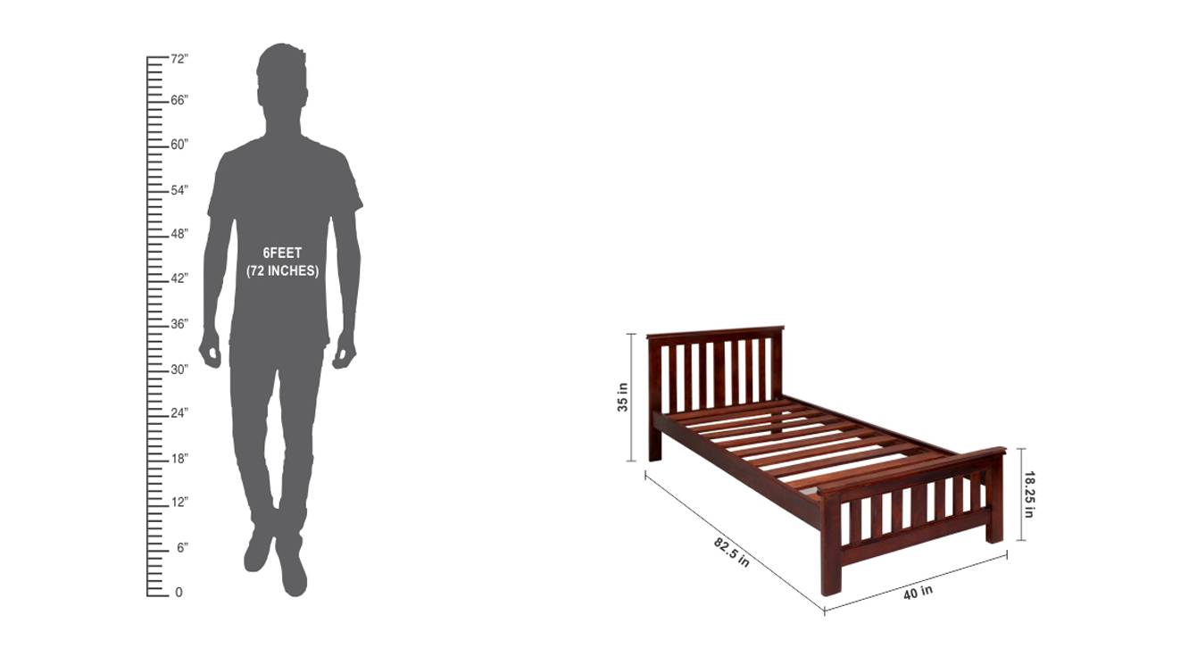 Marko Solid Wood Single Size Non Storage Bed in Honey Finish Urban Ladder