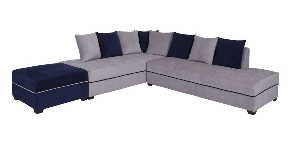 Dazzler Sectional Fabric Sofa (Grey & Blue) by Urban Ladder - - 