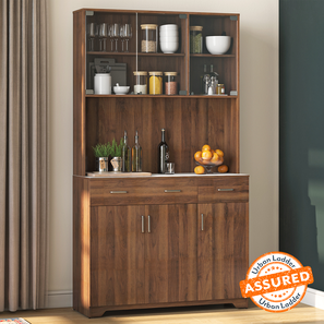 Crockery Unit Design Hubert 6 Door Tall Display Cabinet (Classic Walnut Finish)