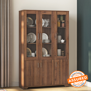 Kitchen Cabinets Design Hubert 6 Door Kitchen Display Cabinet (Classic Walnut Finish)