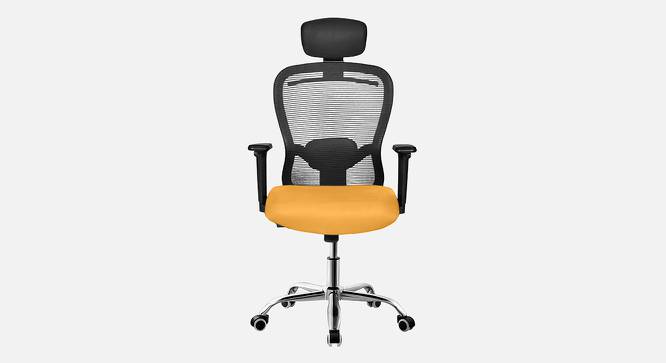 Florida Breathable Mesh Ergonomic Chair With Headrest in Orange Colour (Yellow) by Urban Ladder - Front View Design 1 - 829497