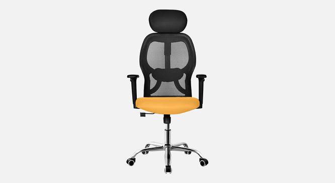 Viva Breathable Mesh Ergonomic Chair With Headrest  in Orange Colour (Yellow) by Urban Ladder - Front View Design 1 - 829536