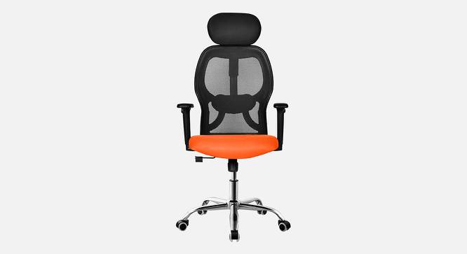 Viva Breathable Mesh Ergonomic Chair With Headrest  in Orange Colour (Orange) by Urban Ladder - Front View Design 1 - 829537