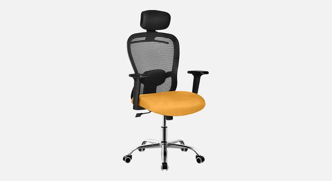 Florida Breathable Mesh Ergonomic Chair With Headrest in Orange Colour (Yellow) by Urban Ladder - Design 1 Side View - 829547
