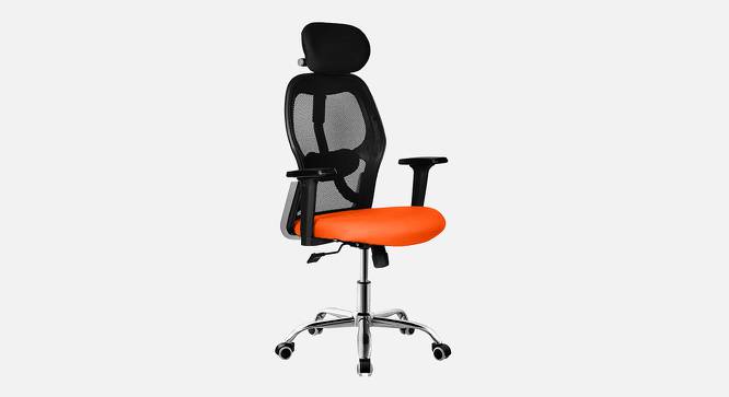 Viva Breathable Mesh Ergonomic Chair With Headrest  in Orange Colour (Orange) by Urban Ladder - Design 1 Side View - 829571