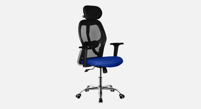 Viva Breathable Mesh Ergonomic Chair With Headrest  in Orange Colour (Blue) by Urban Ladder - Design 1 Side View - 829610