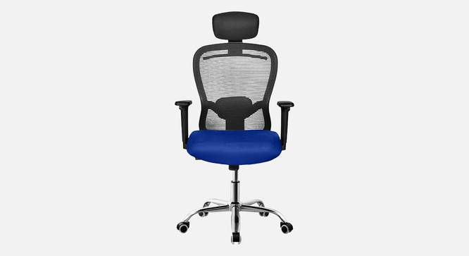 Florida Breathable Mesh Ergonomic Chair With Headrest in Orange Colour (Blue) by Urban Ladder - Front View Design 1 - 829745