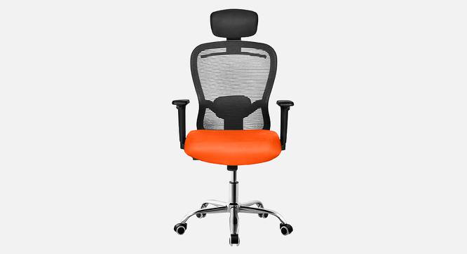 Florida Breathable Mesh Ergonomic Chair With Headrest in Orange Colour (Orange) by Urban Ladder - Front View Design 1 - 829815