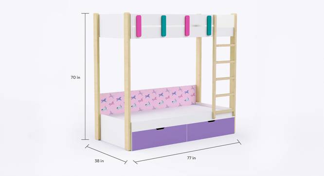 Pine Tree Bunk Bed with Drawer  Storage - White (White, White Finish) by Urban Ladder - Design 1 Dimension - 830069