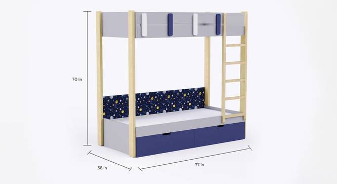 Pine Tree Bunk Bed with Drawer Storage -  Grey (Grey, Grey Finish) by Urban Ladder - Design 1 Dimension - 830070