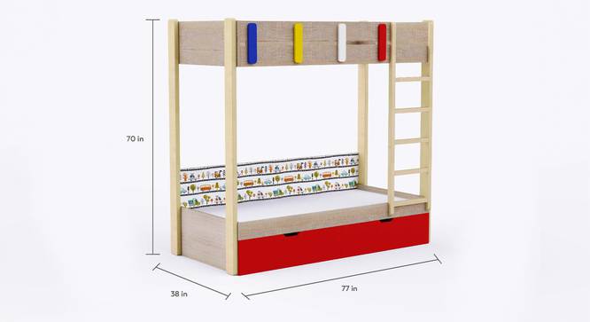 Pine Tree Bunk Bed with  Drawer Storage - Oak (Oak Finish, Oak) by Urban Ladder - Design 1 Dimension - 830071