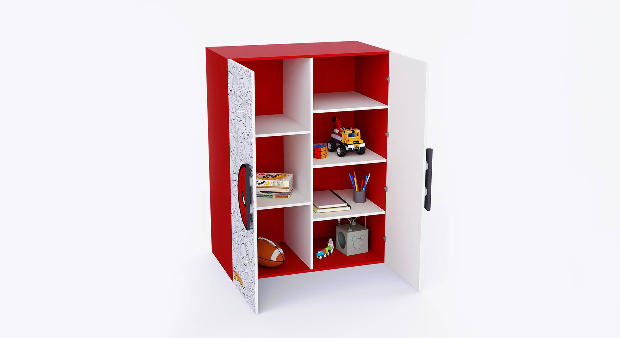 Engineered Wood Kids Storage in Red Colour Urban Ladder