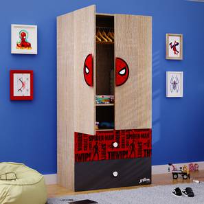 Kids Wardrobe Design Spiderman Engineered Wood 2 Door Kids Wardrobe in Brown Colour