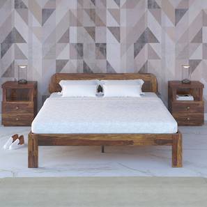 Vds Solid Wood Design Sleigh Solid Wood Queen Size Non Storage Bed in Provincial Teak Finish