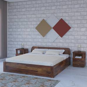 vintage home Sleigh Solid Wood King Size Box Storage Bed in Provincial Teak Finish-picture-15