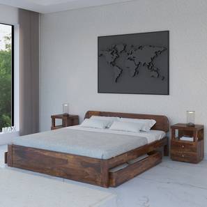 vintage home Sleigh Solid Wood King Size Drawer Storage Bed in Provincial Teak Finish-picture-18