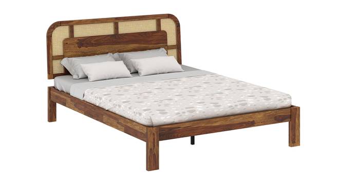 Sunburst Ratan Solid Wood Non Storage Bed (Queen Bed Size, PROVINCIAL TEAK Finish) by Urban Ladder - - 