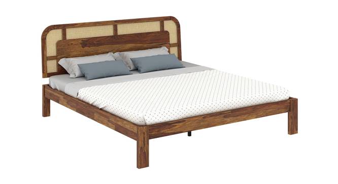 Sunburst Ratan Solid Wood Non Storage Bed (King Bed Size, PROVINCIAL TEAK Finish) by Urban Ladder - - 
