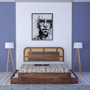 Sunburst Ratan Solid Wood Queen Size Drawer Storage Bed in Provincial Te...-image-41