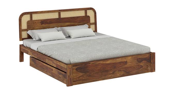 Sunburst Ratan Solid Wood Storage Bed (King Bed Size, Drawer Storage Type, PROVINCIAL TEAK Finish) by Urban Ladder - - 