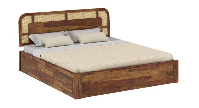 Sunburst Ratan Solid Wood Storage Bed (King Bed Size, Box Storage Type, PROVINCIAL TEAK Finish) by Urban Ladder - - 