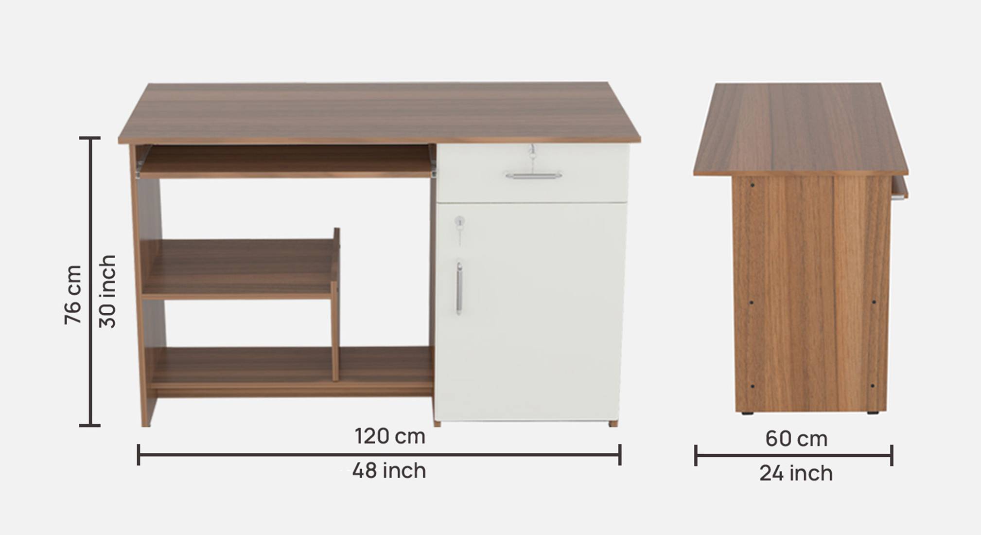 Zanko Engineered Wood Study Table in Teak Finish Urban Ladder