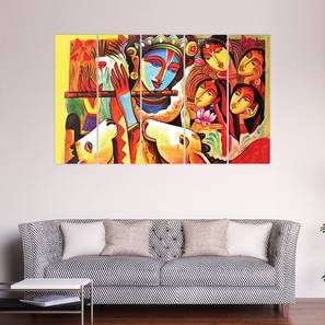 Wall Art Design Yellow Traditional Engineered Wood Wall Art