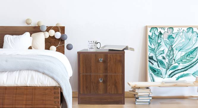 Luna Bedside Tables (Walnut Finish) by Urban Ladder - Front View Design 1 - 830732