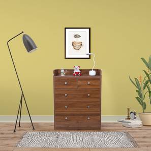 Gudsmith Symphoney Design Willow Engineered Wood Chest of 5 Drawers in Walnut Finish