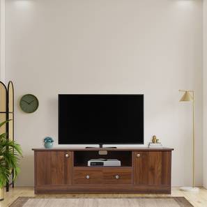 Tv Units Design Radiant Engineered Wood Free Standing TV Unit in Walnut Finish