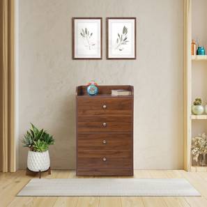 4 Drawers Design Haven Engineered Wood Chest of 4 Drawers in Walnut Finish