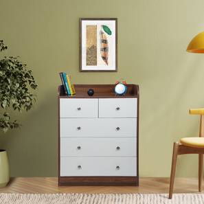 Gudsmith Symphoney Design Opal Engineered Wood Chest of 5 Drawers in Walnut Finish