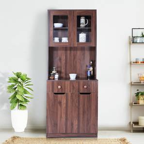 Engineered Wood Crockery Unit Design Driftwood Engineered Wood Sideboard in Columbian Walnut Finish
