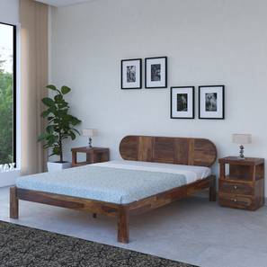 Vintage Home Design Woodwhiz Solid Wood Queen Size Non Storage Bed in Provincial Teak Finish